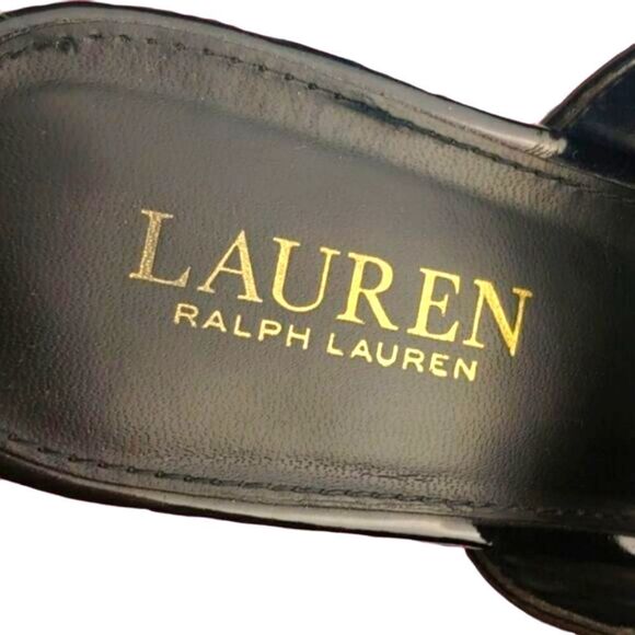 LAUREN RALPH LAUREN BLACK PATENT LEATHER WEDGE HEELS.Size 7 - Picture 5 of 9